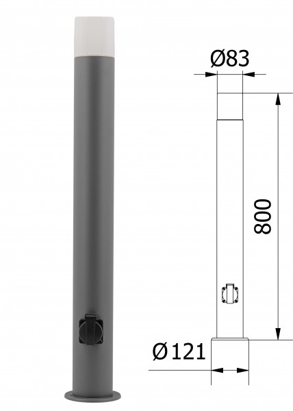 Standleuchte Corta 80cm + Steckdose IP44 E27